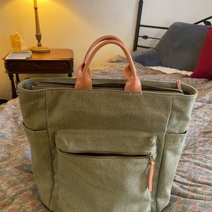 New olive green cotton duck cloth ( canvas) backpack